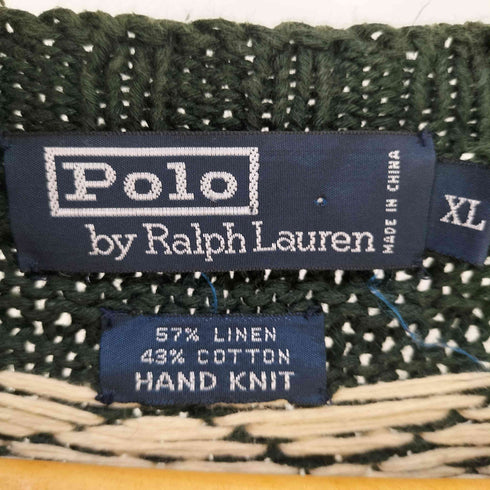 ポロバイラルフローレン Polo by RALPH LAUREN 90s HAND KNIT 雪柄 コットンリネンニット メンズ import:XL