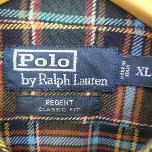ポロバイラルフローレン Polo by RALPH LAUREN 90s REGENT イタリア製 コットンチェックシャツ メンズ import:XL