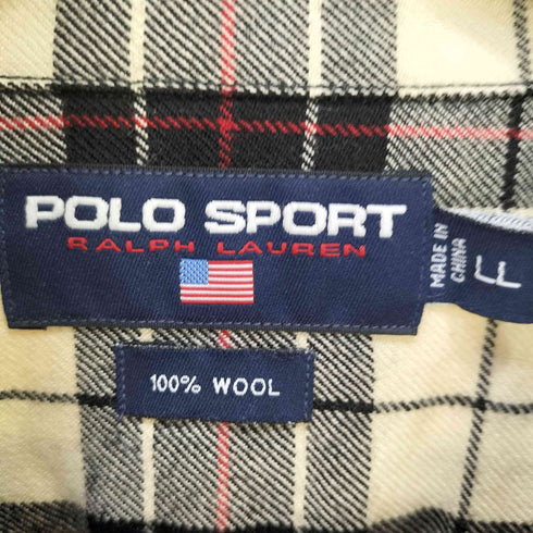 ポロスポーツラルフローレン POLO SPORT RALPH LAUREN 90s オープンカラー ウールチェックシャツ メンズ LL