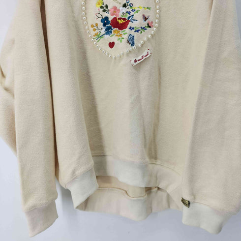エムピーストゥディオス M.P Studios 襟付き パールデザイン 刺繍スウェット レディース