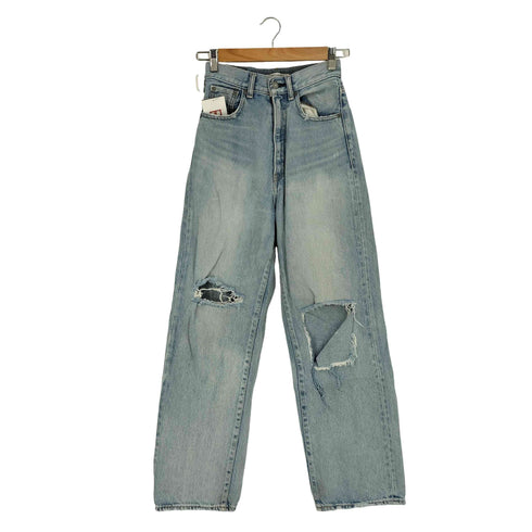 マウジー moussy HW CRASH LOOSE STRAIGHT ハイウエスト クラッシュ ルーズ ストレート デニムパンツ レディース 24