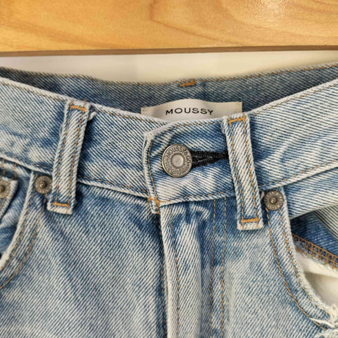 マウジー moussy HW CRASH LOOSE STRAIGHT ハイウエスト クラッシュ ルーズ ストレート デニムパンツ レディース 24