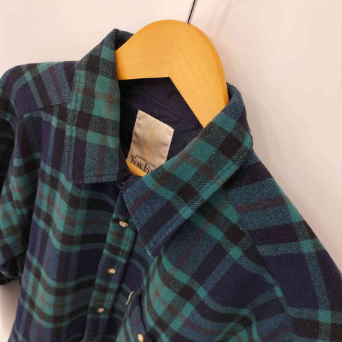フォックスファイヤー foxfire エルボーパッチ ウールナイロンチェックレギュラーカラーシャツ メンズ import:L