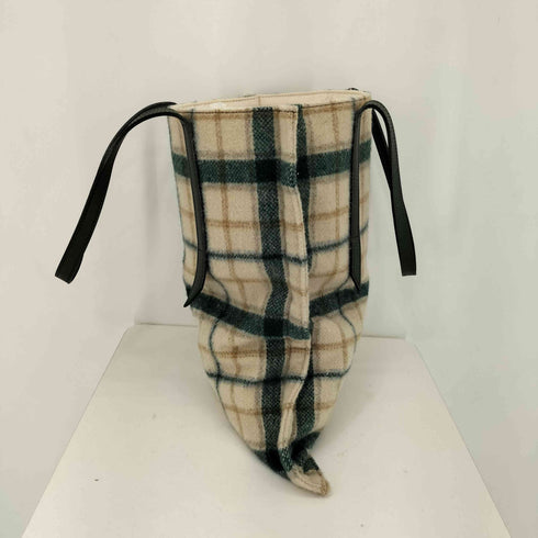 AYAKO レザーハンドル チェックトートバッグ レディース