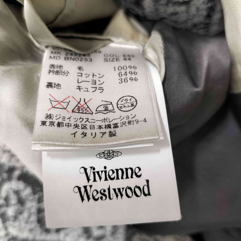 ヴィヴィアンウエストウッドマン Vivienne Westwood MAN 14SS イタリア製 REGULAR SLIM カラー切替 ジャガード ダブルブレスト テーラードジャケット メンズ UK:44