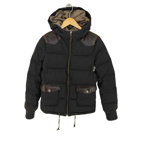 バーバリーブルーレーベル BURBERRY BLUE LABEL レザーヨーク ダウンジャケット レディース EUR:38