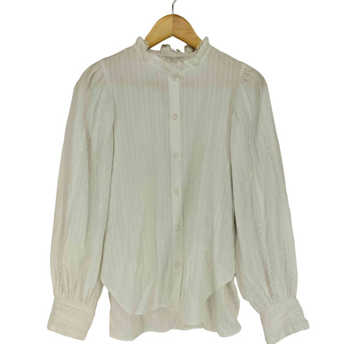 ヌキテパ NE QUITTEZ PAS cotton body stripe frill collar blouse レディース