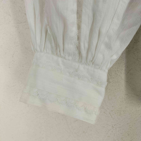 ヌキテパ NE QUITTEZ PAS cotton body stripe frill collar blouse レディース