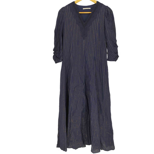 ヌキテパ NE QUITTEZ PAS Cotton Lurex Stripe Lace Gather Sleeve Dress レディース JPN:M