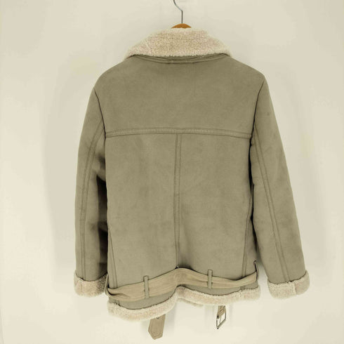 ザラ ZARA B-3 型 フェイク スウェード ボア ダブル ライダース ジャケット レディース import:S