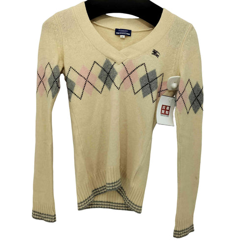 バーバリーブルーレーベル BURBERRY BLUE LABEL アーガイル カシミヤ ニット レディース EUR:38