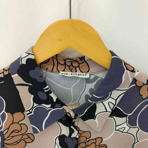 RUE・8ISQUIT ボウタイ総柄レーヨンシャツ レディース