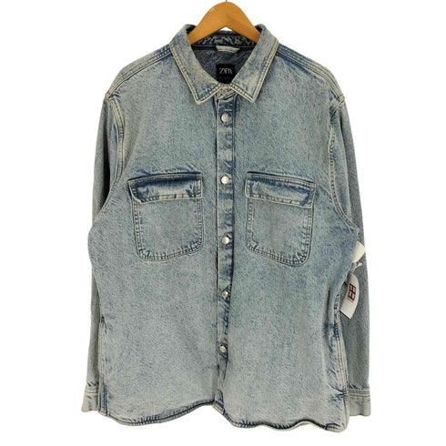 ザラ ZARA RELAXED FIT ウォッシュド オーバーサイズ デニム ジャケット メンズ import:XL