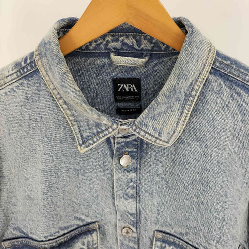 ザラ ZARA RELAXED FIT ウォッシュド オーバーサイズ デニム ジャケット メンズ import:XL