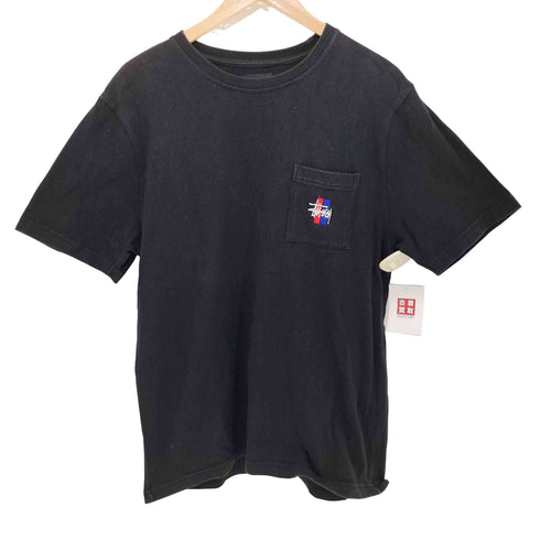 ステューシー Stussy 赤青刺繍 ワンポイントロゴ クルーネック S/S Tシャツ メンズ import:M