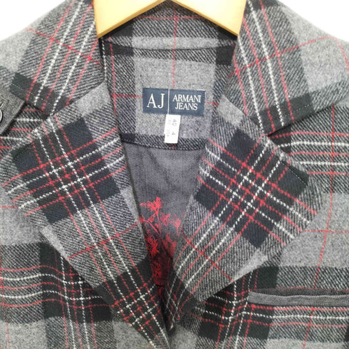 アルマーニジーンズ ARMANI JEANS チェック柄 3B ショート丈 テーラードジャケット レディース EUR:40