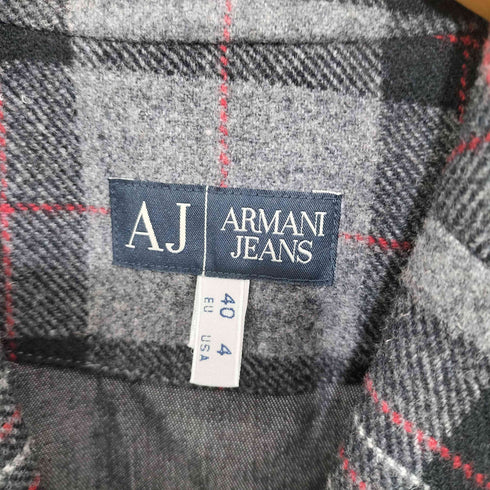 アルマーニジーンズ ARMANI JEANS チェック柄 3B ショート丈 テーラードジャケット レディース EUR:40