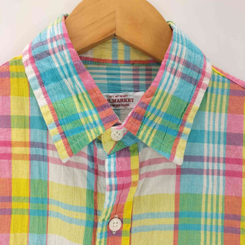 ブルーブルーハリウッドランチマーケット BLUE BLUE H.R.MARKET シワ加工 チェック柄シャツ メンズ JPN:2
