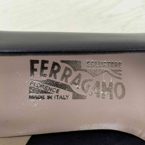 サルヴァトーレフェラガモ Salvatore Ferragamo イタリア製 チャンキーヒール リボンパンプス レディース 4-1/2
