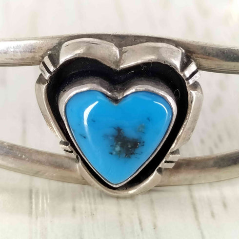 ナバホ NAVAJO Steven J. Begay作 sterling ハートターコイズストーンバングル メンズ