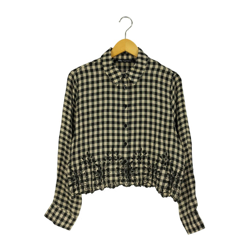 ザラ ZARA レース刺繍 ギンガムチェックシャツ レディース import:M