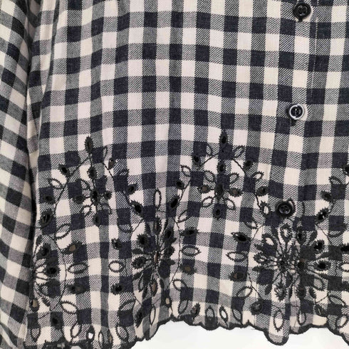 ザラ ZARA レース刺繍 ギンガムチェックシャツ レディース import:M