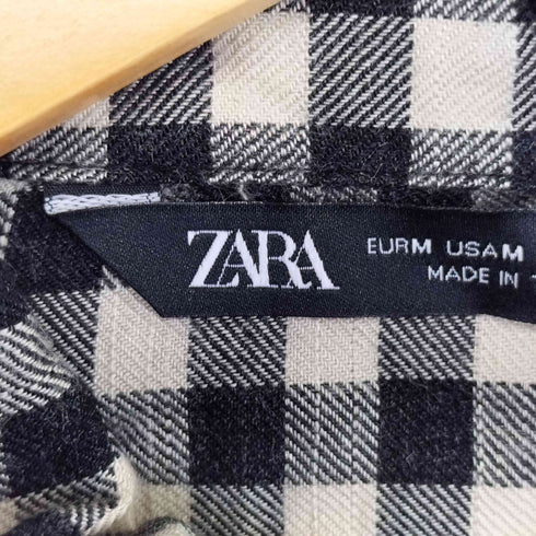 ザラ ZARA レース刺繍 ギンガムチェックシャツ レディース import:M