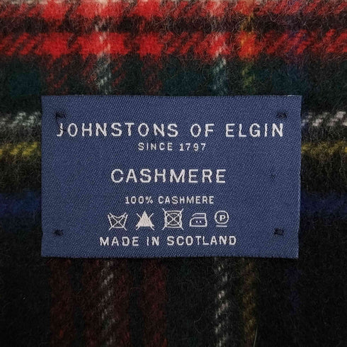 ジョンストンズオブエルガン johnstons of elgin スコットランド製 チェック柄 カシミヤ フリンジマフラー レディース