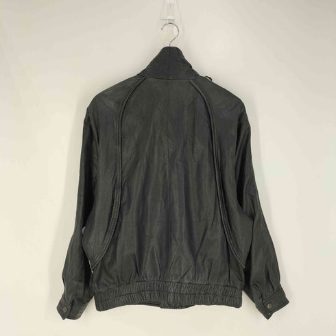 パイピングデザイン スタンドカラー レザージャケット メンズ import:M