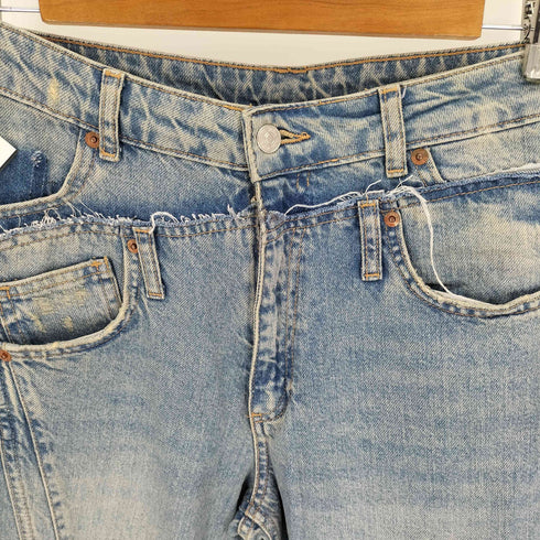 ザラ ZARA 再構築 ダブル ベルト ワイド デニム パンツ メンズ
