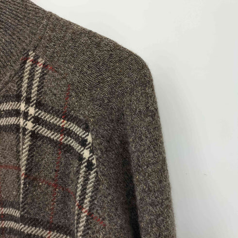 バーバリーロンドン BURBERRY LONDON シルク混 ウールチェックジップニット メンズ import:L
