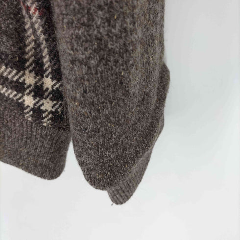 バーバリーロンドン BURBERRY LONDON シルク混 ウールチェックジップニット メンズ import:L