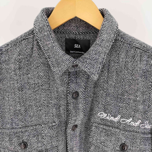 ウィンダンシー WIND AND SEA 22AW SDCL Nel tweed shirt jacket ネル ツイード シャツ ジャケット ヘリンボーン メンズ import:XL