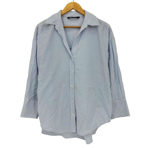 ザラ ZARA オーバーサイズ ストライプシャツ レディース import:XS