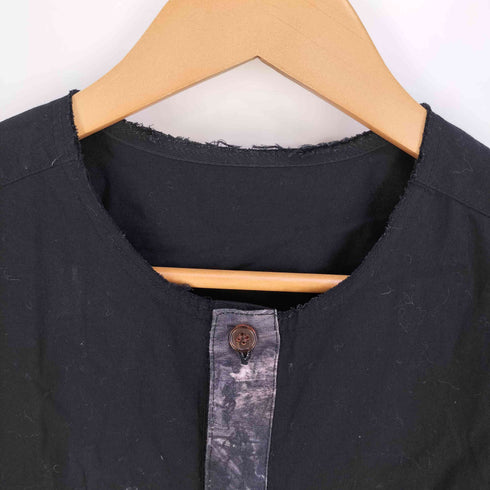 ヨウジヤマモトプールオム Yohji Yamamoto POUR HOMME 朝倉優佳 ペインティング 裁ち切り ノーカラー ブロードシャツ メンズ JPN:3