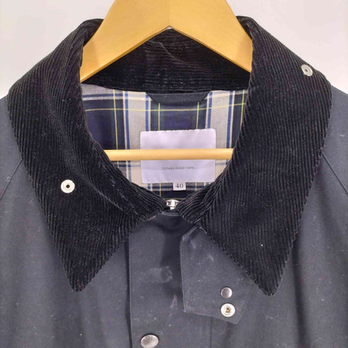 バブアー Barbour 22AW 別注 OS GAMEFAIR ゲームフェア 裏地チェック ノンオイル ベンタイル 襟コーデュロイ ステンカラーコート メンズ UK:40