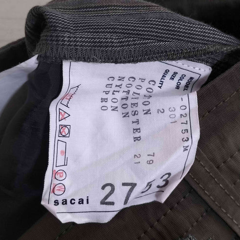 サカイ Sacai 製品染め グレンチェック ドローストリング スラックスパンツ メンズ JPN:2