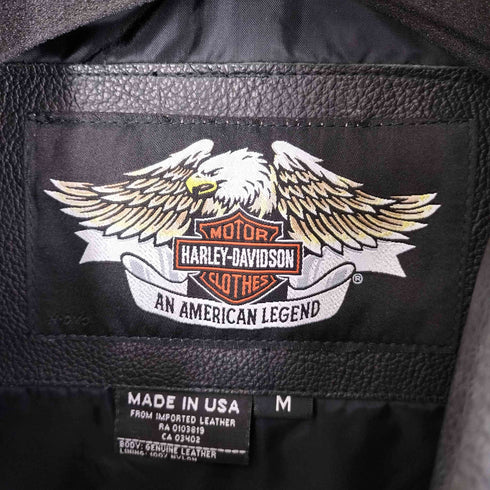 ハーレーダビッドソン HARLEY-DAVIDSON USA製 GENUINE LEATHER ダブルライダースジャケット ピンズ付属 メンズ import:M