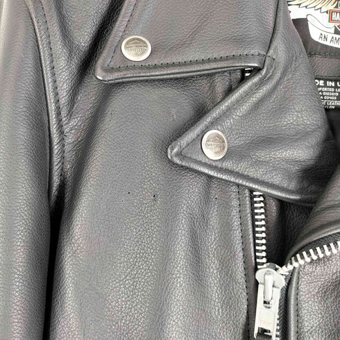 ハーレーダビッドソン HARLEY-DAVIDSON USA製 GENUINE LEATHER ダブルライダースジャケット ピンズ付属 メンズ import:M