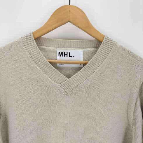 エムエイチエル MHL. Vネック ミドルゲージ ウール コットンニット メンズ JPN:L