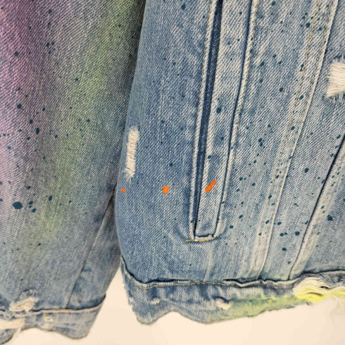 ザラ ZARA ペイントダメージデニムジャケット メンズ import:M