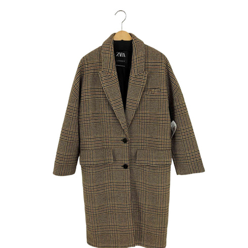 ザラ ZARA ガンクラブチェック 2Bロングコート レディース import:S