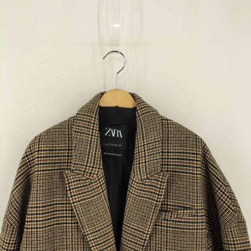 ザラ ZARA ガンクラブチェック 2Bロングコート レディース import:S