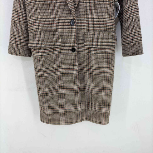 ザラ ZARA ガンクラブチェック 2Bロングコート レディース import:S