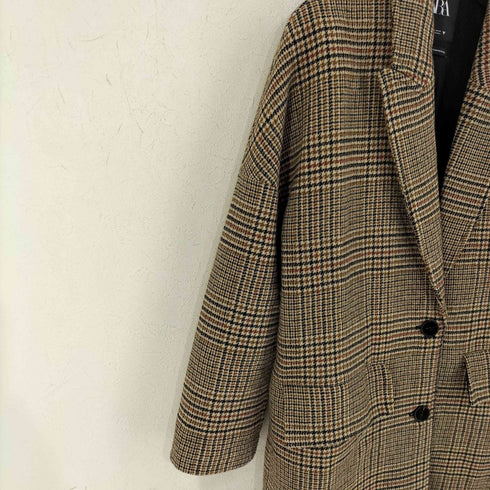 ザラ ZARA ガンクラブチェック 2Bロングコート レディース import:S