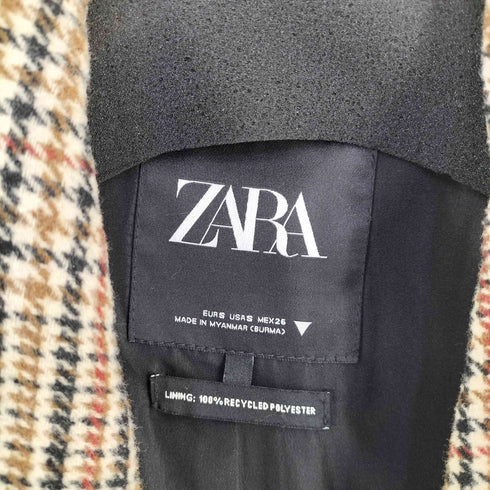 ザラ ZARA ガンクラブチェック 2Bロングコート レディース import:S