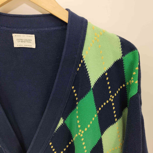ユナイテッドカラーズオブベネトン UNITED COLORS OF BENETTON アーガイルチェック コットンニット L/S カーディガン メンズ import:M