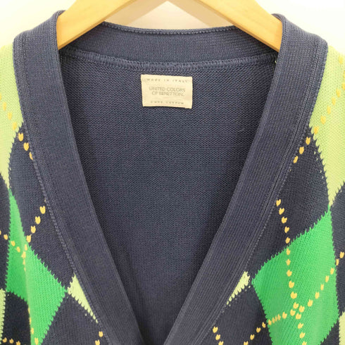 ユナイテッドカラーズオブベネトン UNITED COLORS OF BENETTON アーガイルチェック コットンニット L/S カーディガン メンズ import:M