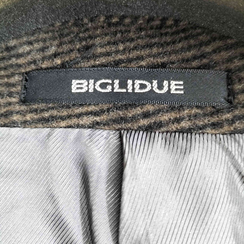 ビリドゥーエ BIGLIDUE ヘリンボーンウールロングコート メンズ