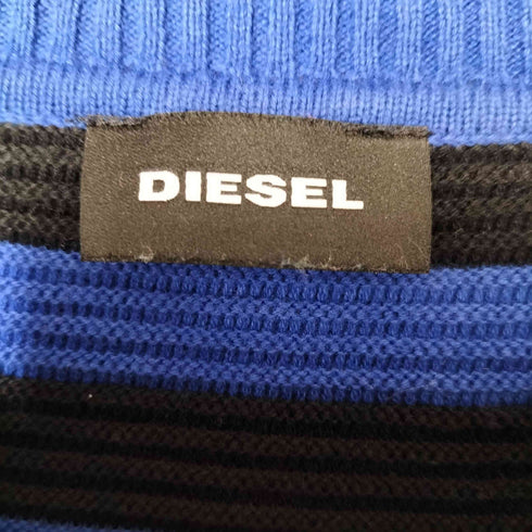 ディーゼル DIESEL SUPERIOR エンブレム ロゴ マルチ ボーダー コットン ニット セーター メンズ import:L